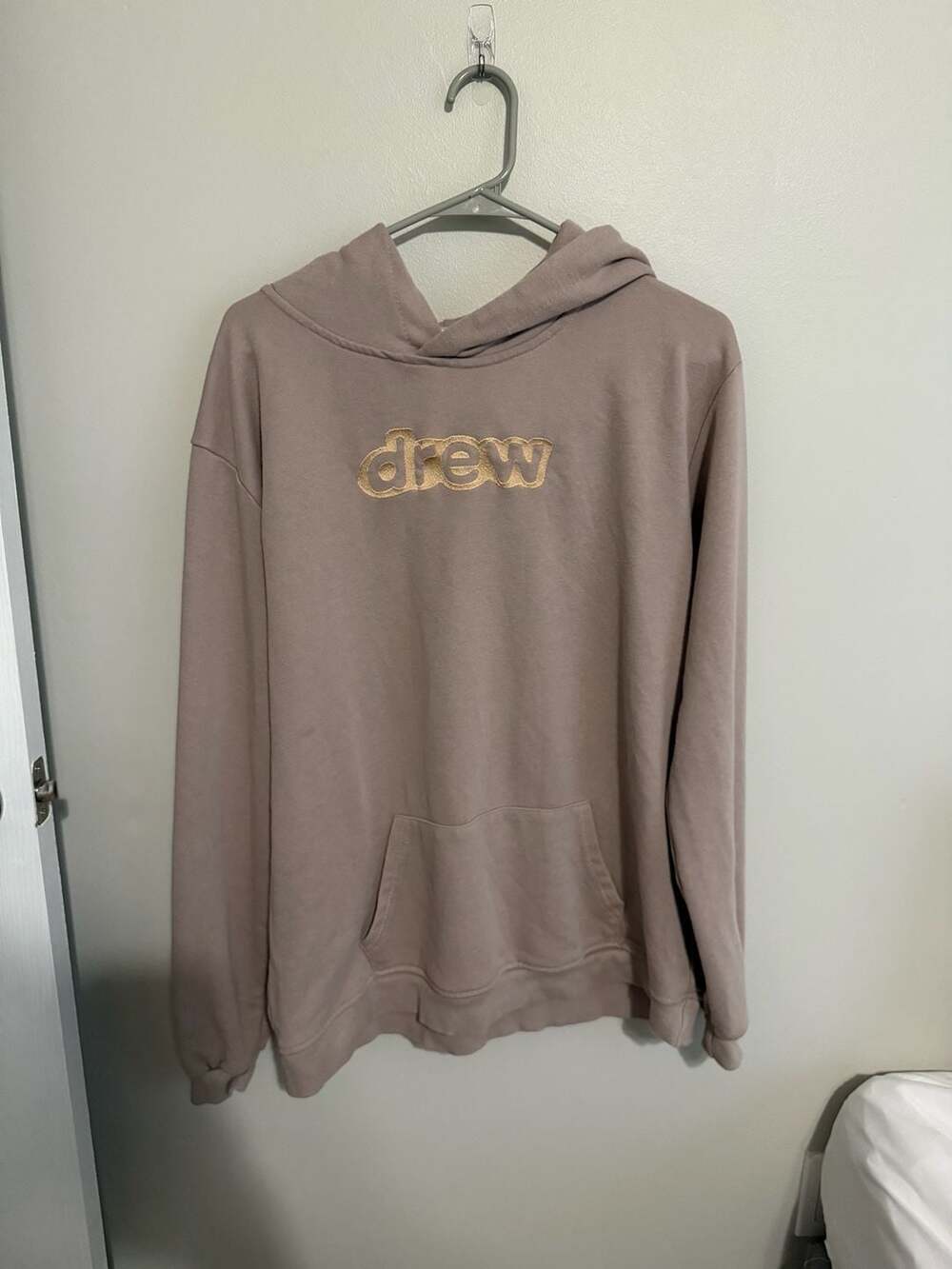 drew house embroidered logo pullover hoodie in taupe